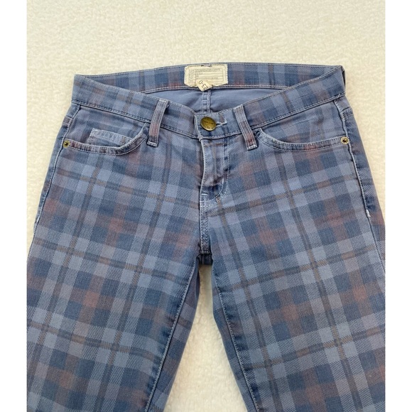 CURRENT/ELLIOTT • The Stiletto Lake Plaid Low-Rise Skinny Jeans - Picture 7 of 14